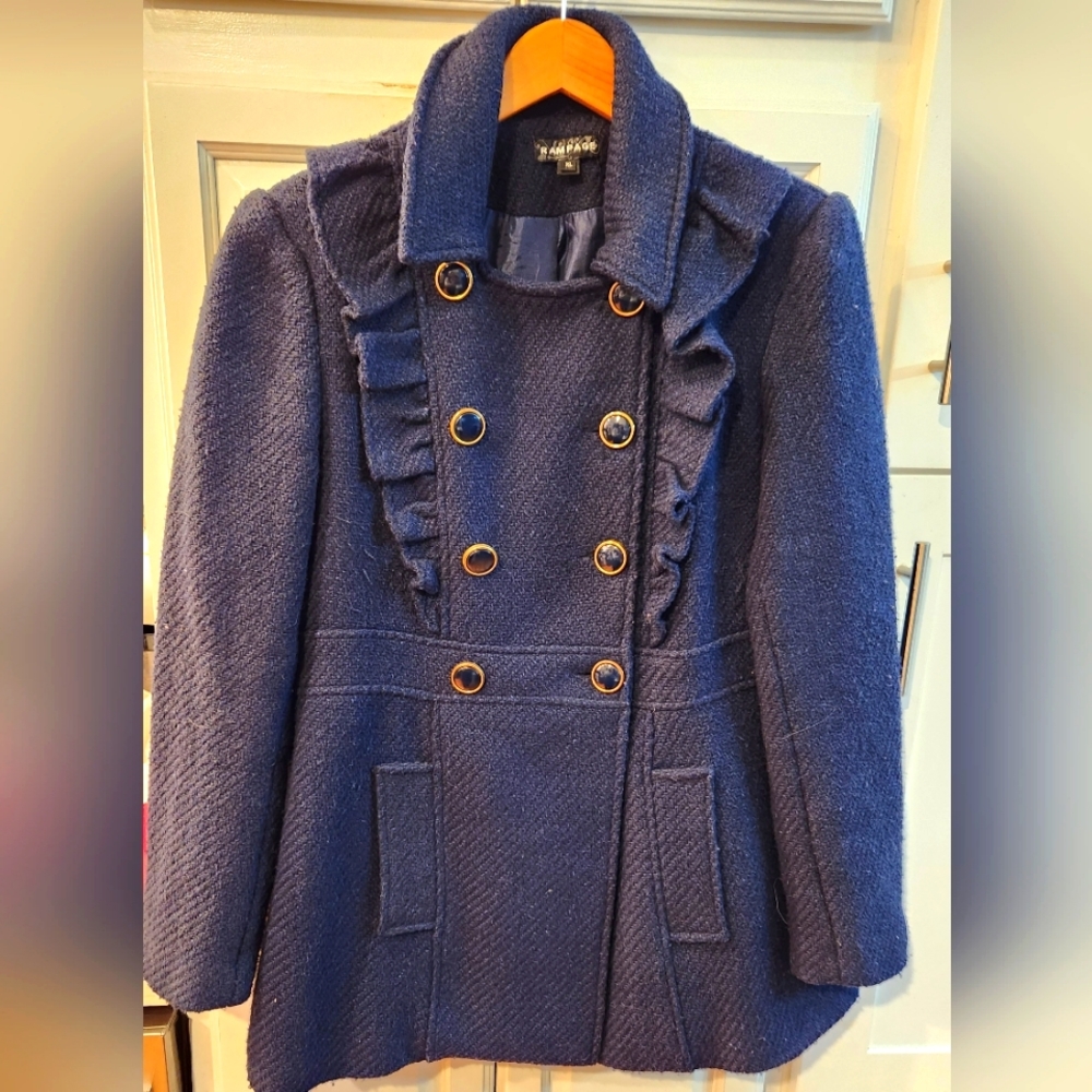 Rampage navy blue button coat